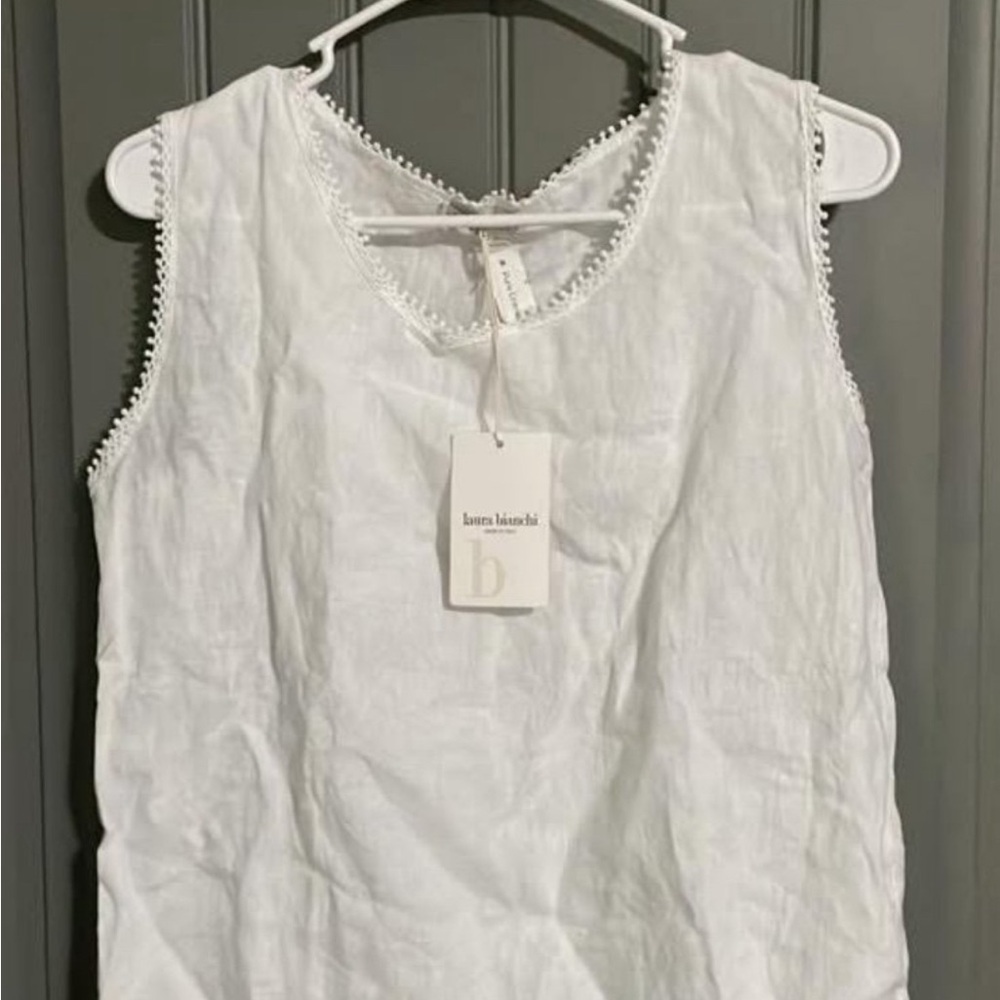 White Linen Sleeveless Top Laura Bianchi